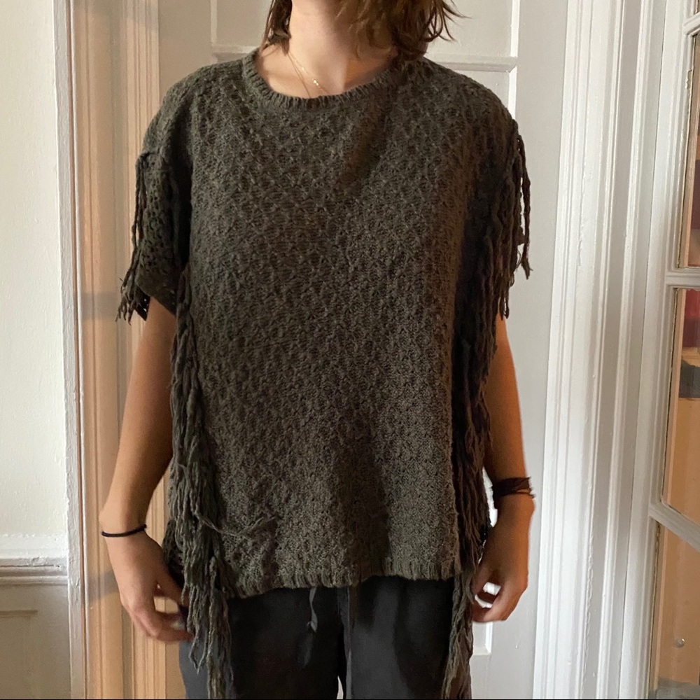 AEROPOSTALE X BETHANY MOTA Green Fringe Top